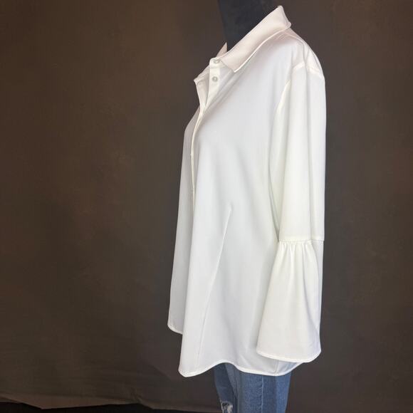 Lisette Montréal Women’s White Bell Sleeve Button-Up Top Size XL - Picture 7 of 11